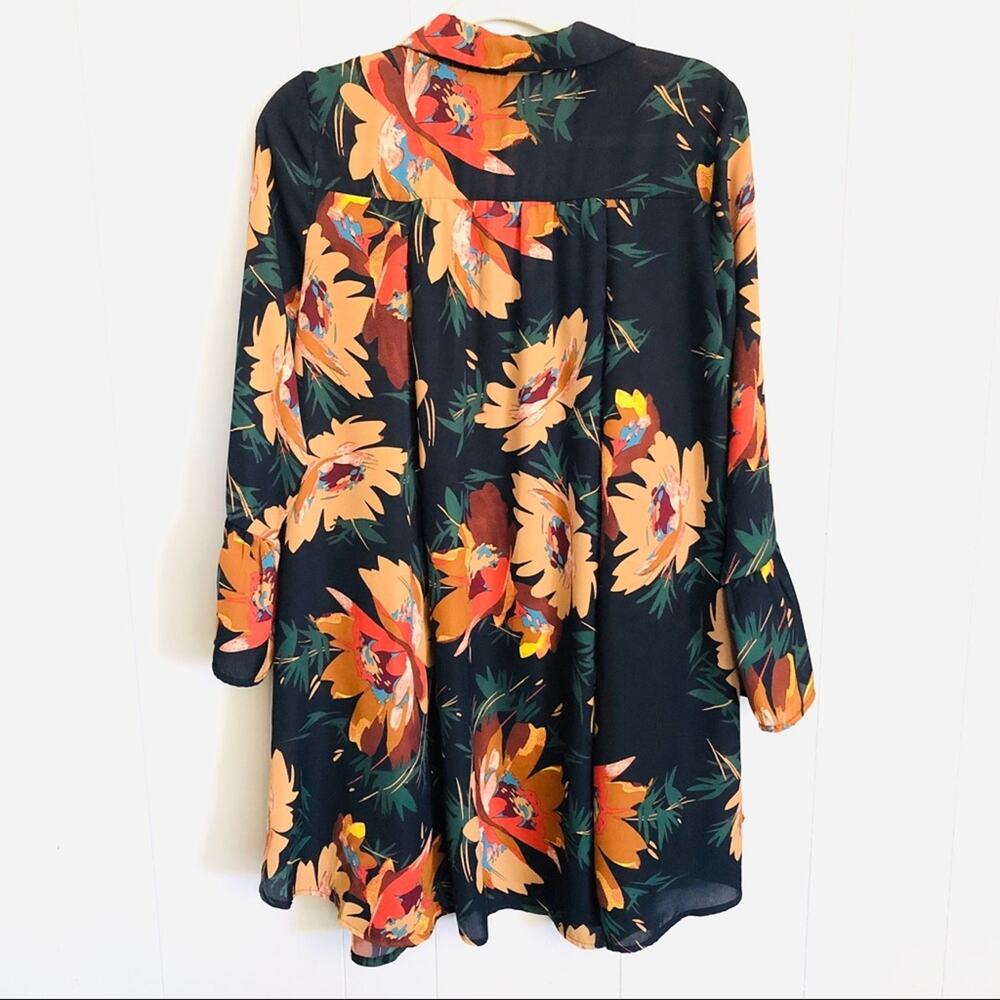 Umgee blue floral sunflower boho swing babydoll dress fall cottagecore small - Picture 3 of 8